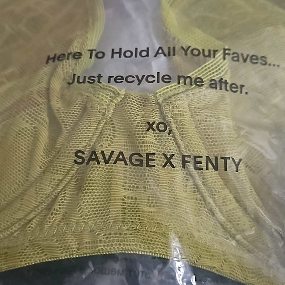 Savage X Fenty Signature Script Unlined Bra Tea Garden Green NIP - Picture 10 of 13